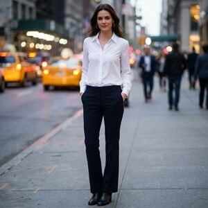 Derek Lam Dark Navy Blue Flat Front Boot Cut Trousers Pants Size 28